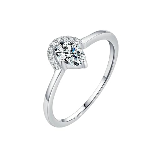 Daesar Trauring 585 Weißgold Damen Einzeln, Hochzeit Ringe Trofen mit Moissanit Verlobungsringe Frauen Ringe Nickelfrei Größe 58 (18.5) von Daesar