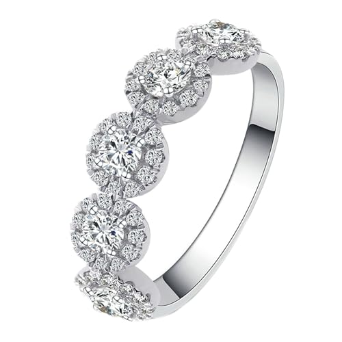 Daesar Trauring 750 Weißgold Damen Einzeln, Hochzeit Ringe mit Moissanit Verlobungsringe Frauen Ringe Nickelfrei Gr.53 (16.9) von Daesar
