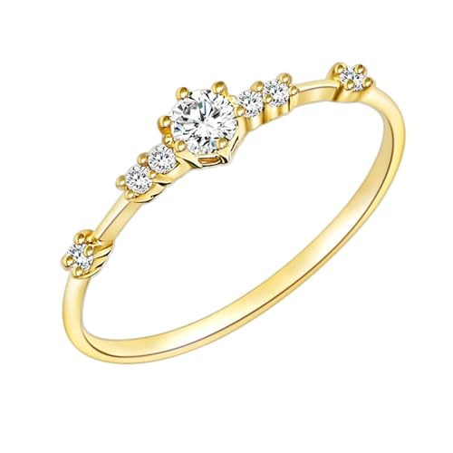 Daesar Trauring Damen Einzeln Gold 750, Hochzeit Ringe Schmal mit Diamant Verlobungsringe Frauen Ringe Nickelfrei Gr.58 (18.5) von Daesar