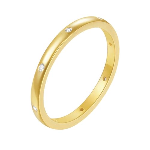 Daesar Trauringe 375 Gold, Damen Ring Bandring mit Moissanit Verlobungsringe Eheringe Nickelfrei Gr.52 (16.6) von Daesar