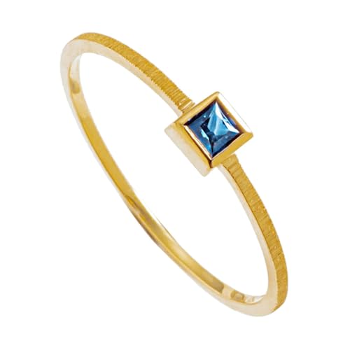 Daesar Trauringe 375 Gold, Ehering Damen Einzeln Solitär mit Saphir Schmal Verlobungsringe Hochzeit Ringe Frauen Nickelfrei Gr.63 (20.1) von Daesar