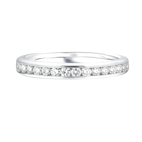 Daesar Trauringe 375 Weißgold, Damen Ring Bandring mit Moissanit Verlobungsringe Eheringe Nickelfrei Gr.54 (17.2) von Daesar
