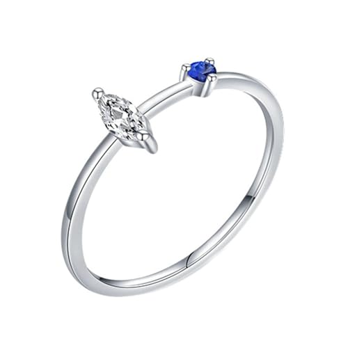 Daesar Trauringe 375 Weißgold, Damen Ring Schmal mit Moissanit und Saphir Verlobungsringe Eheringe Nickelfrei Größe 57 (18.1) von Daesar