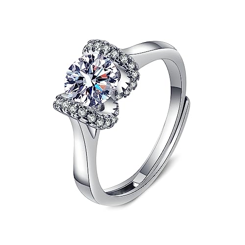 Daesar Trauringe 375 Weißgold, Ehering Damen Einzeln Knoten mit Erstellten Diamant Verlobungsringe Hochzeit Ringe Frauen Nickelfrei Größe 61 (19.4) von Daesar