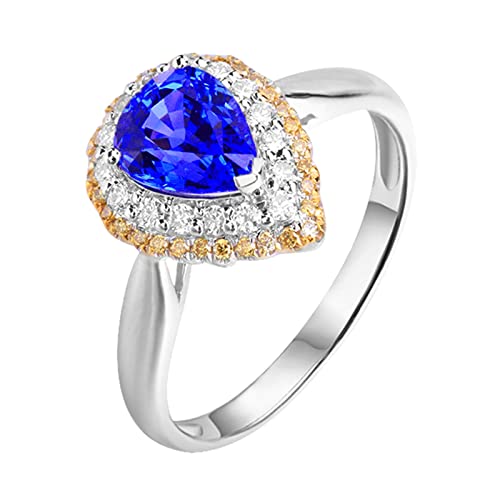 Daesar Trauringe 585 Bicolor, Ehering Damen Einzeln Tropfen mit 1.4ct Saphir Verlobungsringe Hochzeit Ringe Frauen Gr.64 (20.4) von Daesar