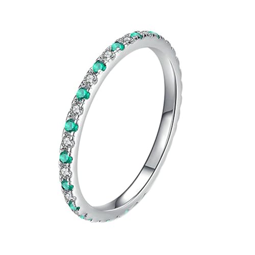 Daesar Trauringe 585 Weißgold, Damen Ring Schmal mit Smaragd und Moissanit Bandring Verlobungsringe Eheringe Nickelfrei Gr.59 (18.8) von Daesar
