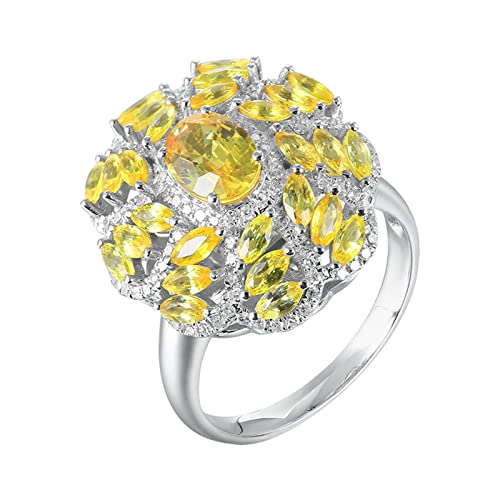 Daesar Trauringe 750 Weißgold, Ehering Damen Einzeln Blume mit Gelber Saphir 2.65ct Verlobungsringe Hochzeit Ringe Frauen Große 60 (19.1) von Daesar