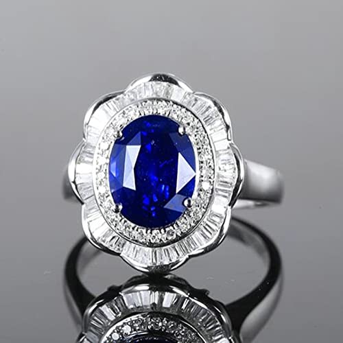 Daesar Trauringe 750 Weißgold, Ehering Damen Einzeln Sonnenblume mit Oval Saphir 3.5ct Verlobungsringe Hochzeit Ringe Frauen Große 62 (19.7) von Daesar