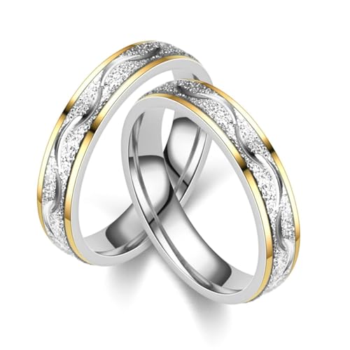 Daesar Trauringe Edelstahl mit Gravur, Paar Ringe Set 4MM Unendlichkeit Matt Verlobungsringe Partnerringe Personalisiert für 2 Damen Gr.51 (16.2)& Herren Gr.60 (19.1) von Daesar