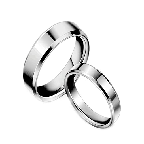 Daesar Trauringe Paarpreis Silber, Verlobungsringe Paar Ringe Set ohne Stein Glatt Bandringe Partnerringe mit Wunschgravur Edelstahl Damen Gr.54 (17.2) & Herren Gr.65 (20.7) von Daesar