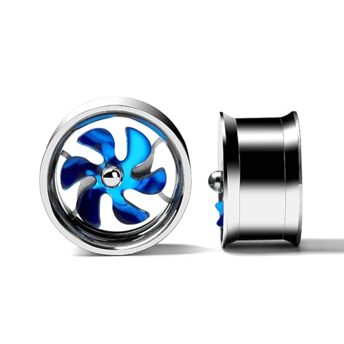 Daesar Tunnel Piercing 10MM, Ohr Plugs Set Silber zum Schrauben mit Windmühle Ohrringe Damen Expander Edelstahl von Daesar