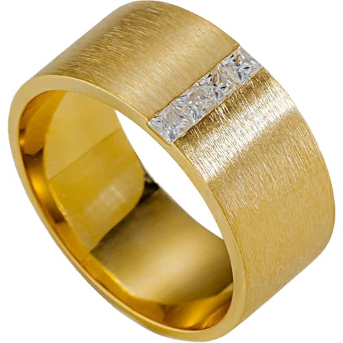 Daesar Verlobungsring Damen 375 Gold, Frauen Ringe Breit Matt mit Moissanit Bandring Hochzeit Ringe Eheringe Nickelfrei Gr.52 (16.6) von Daesar