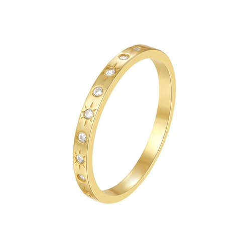 Daesar Verlobungsring Damen 585 Gold, Frauen Ringe Sterne mit Moissanit Bandring Eheringe Hochzeit Ringe Gr.61 (19.4) von Daesar