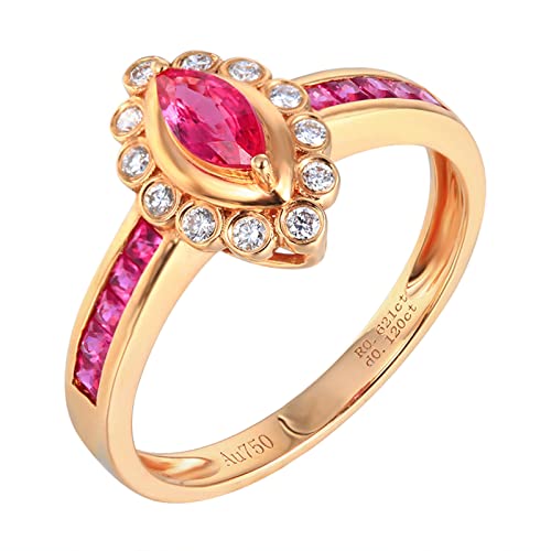 Daesar Verlobungsring Damen 750 Gold, Frauen Ringe Blatt mit 0.6ct Rubin Jahrestag Hochzeit Ringe Eheringe Nickelfrei Gr.57 (18.1) von Daesar