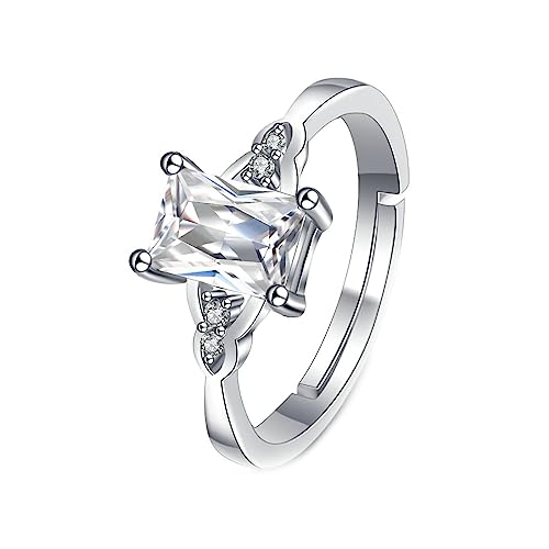 Daesar Verlobungsring Damen 750 Weißgold, Frauen Ringe 5 Steine mit Erstellten Diamant Hochzeit Ringe Eheringe Nickelfrei Gr.50 (15.9) von Daesar