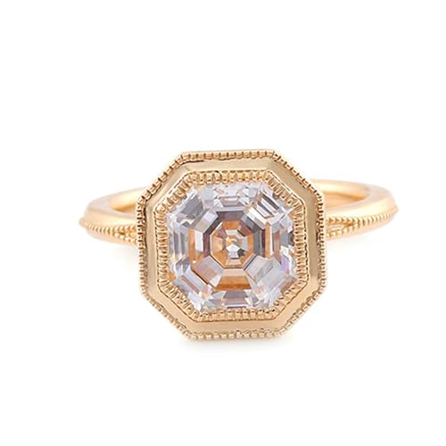 Daesar Verlobungsring Damen Gold 375, Trauringe Octagon Solitär mit Moissanit Hochzeit Ringe Frauen Nickelfrei Große 49 (15.6) von Daesar