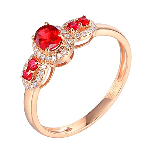 Daesar Verlobungsring Damen Rotgold 750, Ehering Einzeln Knot mit 0.45ct Rubin Jahrestag Hochzeit Ringe Frauen Große 60 (19.1) von Daesar
