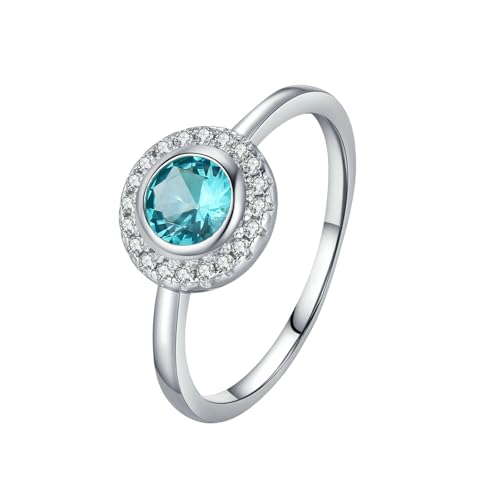 Daesar Verlobungsring Damen Weißgold 375, Trauringe Blume mit Topas und Moissanit Hochzeit Ringe Frauen Nickelfrei Gr.60 (19.1) von Daesar