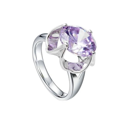 Daesar Verlobungsring Damen Weißgold 585, Ehering Einzeln Blume Solitär mit Amethyst Hochzeit Ringe Frauen Nickelfrei Gr.61 (19.4) von Daesar