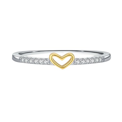 Daesar Verlobungsring Damen Weißgold 585, Trauringe Herz mit Moissanit Hochzeit Ringe Frauen Nickelfrei Gr.55 (17.5) von Daesar