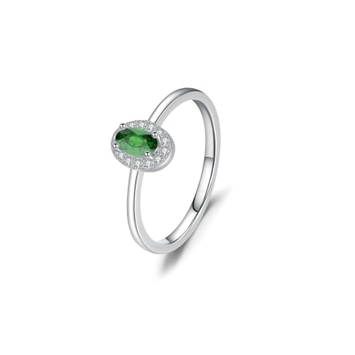 Daesar Verlobungsring Damen Weißgold 585, Trauringe Oval mit Erstellter Smaragd Hochzeit Ringe Frauen Nickelfrei Gr.59 (18.8) von Daesar