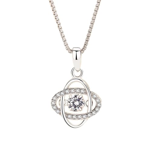 Daesar Weißgold Kette 750 Echtgold mit Anhänger, Halskette Damen 45 CM Kleeblatt mit Moissanit Anhänger Kette Frauen Hochzeit Echtschmuck von Daesar