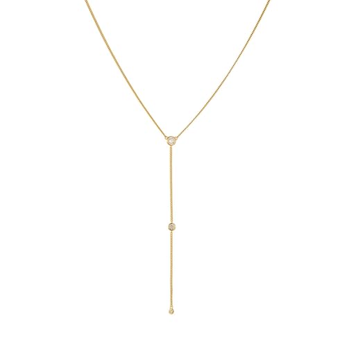 Daesar Y-Kette Damen Gold 585 Echtgold, Y-Halskette Charms Lang mit Diamant Kette Gold 45CM Wasserfest von Daesar