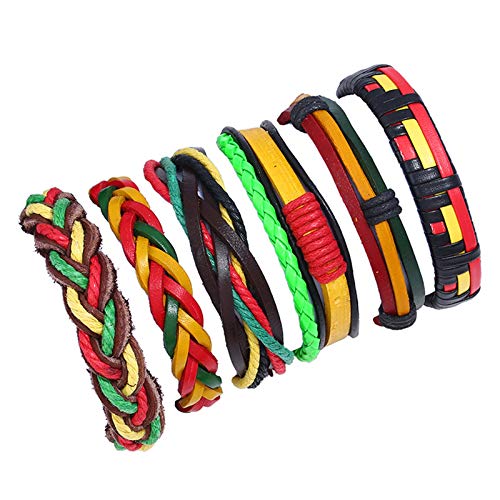 Deasar 6 Stück Leder Armbänder Set Herren Bunte Geflochtene Armbänder Partnerarmband von Daesar