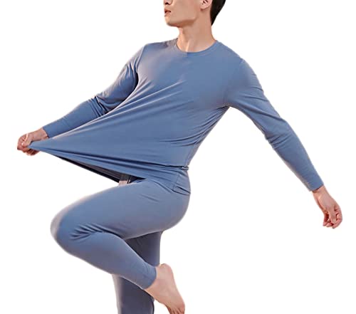 Thermounterwäsche Set Baumwolle, Herren Thermounterwäsche Funktionswäsche XL Winter Unterwäsche + Unterhose Dunst Blau von Daesar