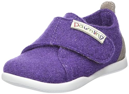 Däumling Jungen Mädchen Fredi Hausschuh, Monotweed aubergine, 19 EU Schmal von Däumling