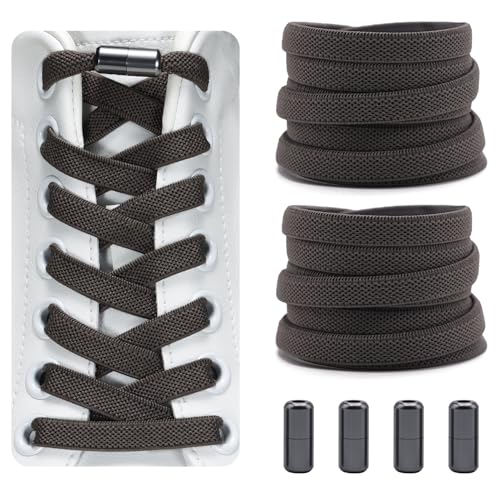 Dafannis Elastische Schnürsenkel ohne binden - Schnürsenkel Schnellverschluss - Schuhbänder ohne binden für Kinder, Erwachsene -2 Paar Gummischnürsenkel, Flach, mit Metallkapsel von Dafannis