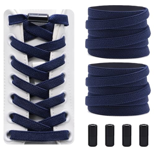 Dafannis Elastische Schnürsenkel ohne binden - Schnürsenkel Schnellverschluss - Schuhbänder ohne binden für Kinder, Erwachsene -2 Paar Gummischnürsenkel, Flach, mit Metallkapsel von Dafannis