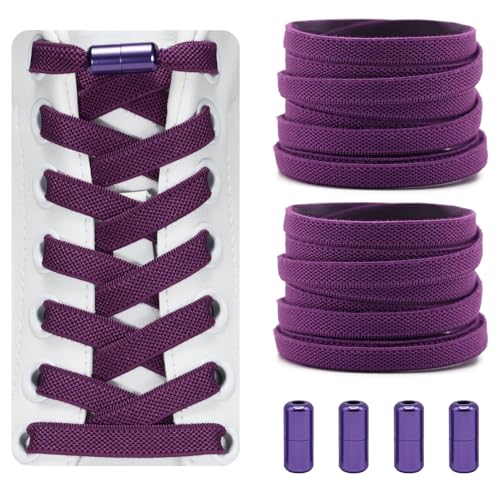 Dafannis Elastische Schnürsenkel ohne binden - Schnürsenkel Schnellverschluss - Schuhbänder ohne binden für Kinder, Erwachsene -2 Paar Gummischnürsenkel, Flach, mit Metallkapsel von Dafannis