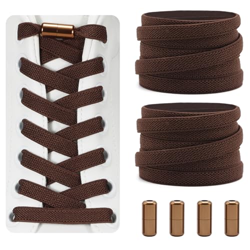 Dafannis Elastische Schnürsenkel ohne binden - Schnürsenkel Schnellverschluss - Schuhbänder ohne binden für Kinder, Erwachsene -2 Paar Gummischnürsenkel, Flach, mit Metallkapsel von Dafannis