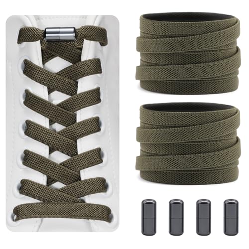 Dafannis Elastische Schnürsenkel ohne binden - Schnürsenkel Schnellverschluss - Schuhbänder ohne binden für Kinder, Erwachsene -2 Paar Gummischnürsenkel, Flach, mit Metallkapsel von Dafannis