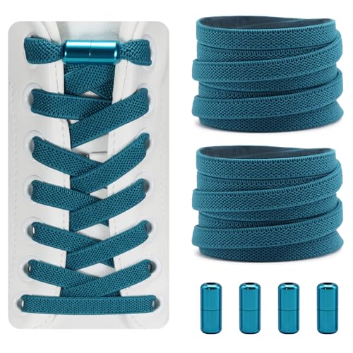 Dafannis Elastische Schnürsenkel ohne binden - Schnürsenkel Schnellverschluss - Schuhbänder ohne binden für Kinder, Erwachsene -2 Paar Gummischnürsenkel, Flach, mit Metallkapsel von Dafannis