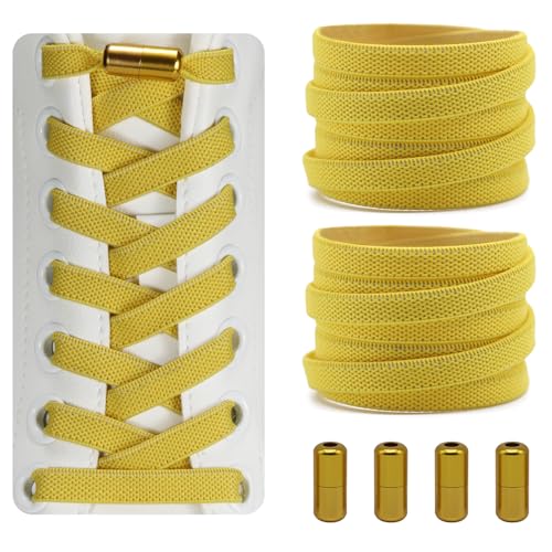 Dafannis Elastische Schnürsenkel ohne binden - Schnürsenkel Schnellverschluss - Schuhbänder ohne binden für Kinder, Erwachsene -2 Paar Gummischnürsenkel, Flach, mit Metallkapsel von Dafannis
