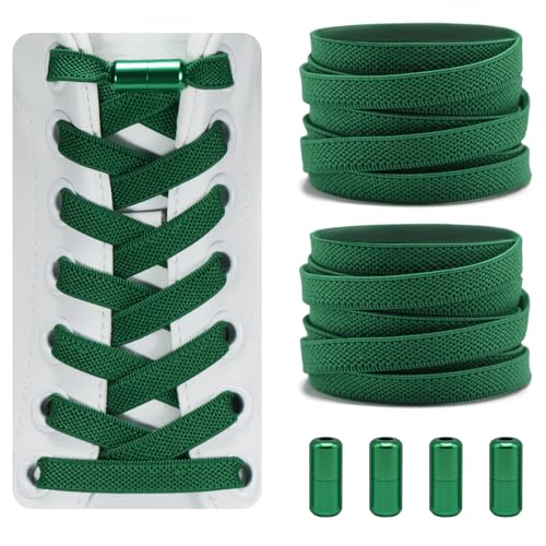 Dafannis Elastische Schnürsenkel ohne binden - Schnürsenkel Schnellverschluss - Schuhbänder ohne binden für Kinder, Erwachsene -2 Paar Gummischnürsenkel, Flach, mit Metallkapsel von Dafannis