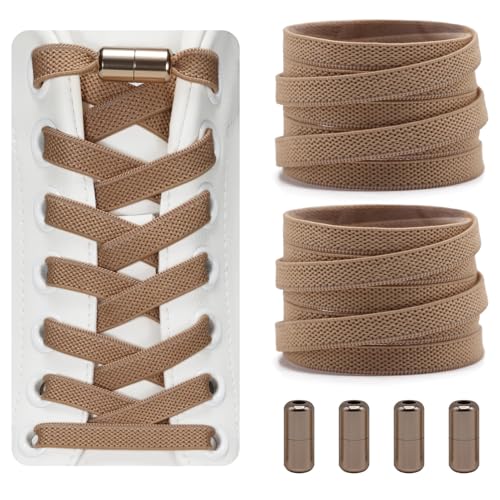 Dafannis Elastische Schnürsenkel ohne binden - Schnürsenkel Schnellverschluss - Schuhbänder ohne binden für Kinder, Erwachsene -2 Paar Gummischnürsenkel, Flach, mit Metallkapsel von Dafannis