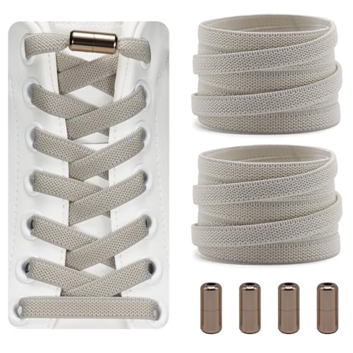 Dafannis Elastische Schnürsenkel ohne binden - Schnürsenkel Schnellverschluss - Schuhbänder ohne binden für Kinder, Erwachsene -2 Paar Gummischnürsenkel, Flach, mit Metallkapsel von Dafannis