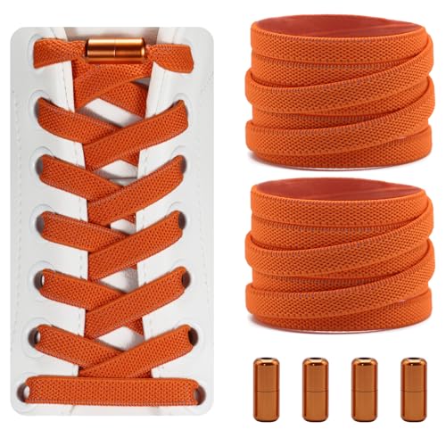 Dafannis Elastische Schnürsenkel ohne binden - Schnürsenkel Schnellverschluss - Schuhbänder ohne binden für Kinder, Erwachsene -2 Paar Gummischnürsenkel, Flach, mit Metallkapsel von Dafannis