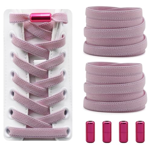 Dafannis Elastische Schnürsenkel ohne binden - Schnürsenkel Schnellverschluss - Schuhbänder ohne binden für Kinder, Erwachsene -2 Paar Gummischnürsenkel, Flach, mit Metallkapsel von Dafannis