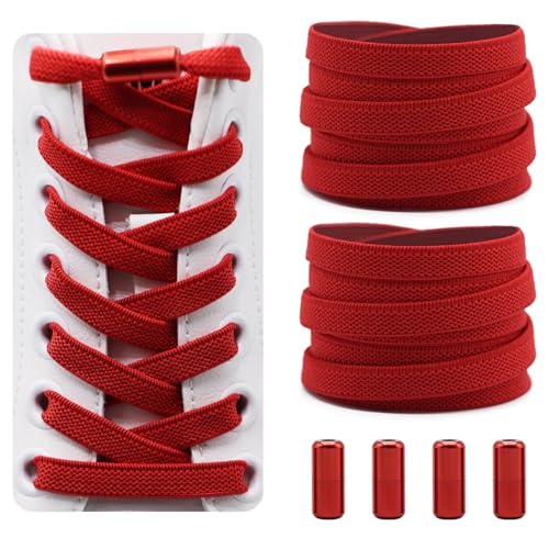 Dafannis Elastische Schnürsenkel ohne binden - Schnürsenkel Schnellverschluss - Schuhbänder ohne binden für Kinder, Erwachsene -2 Paar Gummischnürsenkel, Flach, mit Metallkapsel von Dafannis