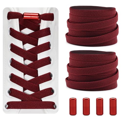 Dafannis Elastische Schnürsenkel ohne binden - Schnürsenkel Schnellverschluss - Schuhbänder ohne binden für Kinder, Erwachsene -2 Paar Gummischnürsenkel, Flach, mit Metallkapsel von Dafannis