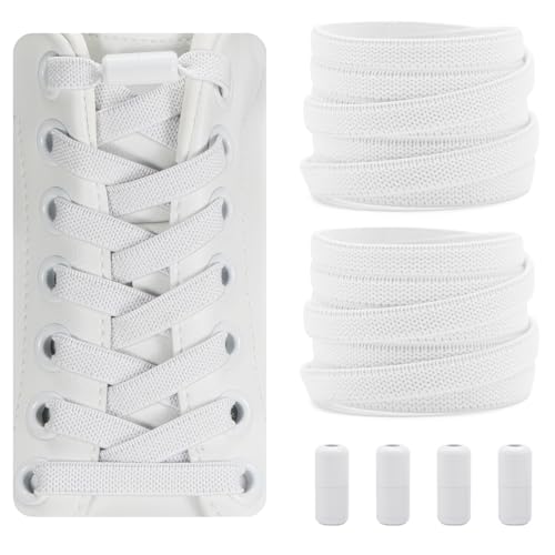 Dafannis Elastische Schnürsenkel ohne binden - Schnürsenkel Schnellverschluss - Schuhbänder ohne binden für Kinder, Erwachsene -2 Paar Gummischnürsenkel, Flach, mit Metallkapsel von Dafannis