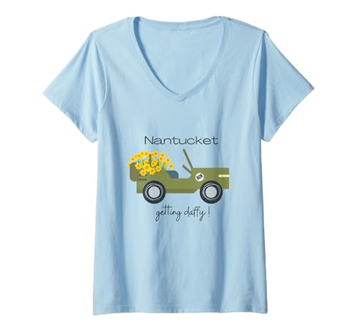 Damen Narzissen auf Narzissen Nantucket Getting Daffy Ack T-Shirt mit V-Ausschnitt Damen Narzissen auf Narzissen Nantucket Getting Daffy Ack T-Shirt mit V-Ausschnitt von Daffodils in Nantucket Spring Daffy