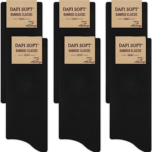 Dafi soft 6 Paar Premium Herren Bambus Socken mit Komfortbund, Business Socken für Herren, Verschiedene Größen und Farben, bequem ohne drückende Naht in (47-49, 6x Bambus Schwarz) von Dafi soft