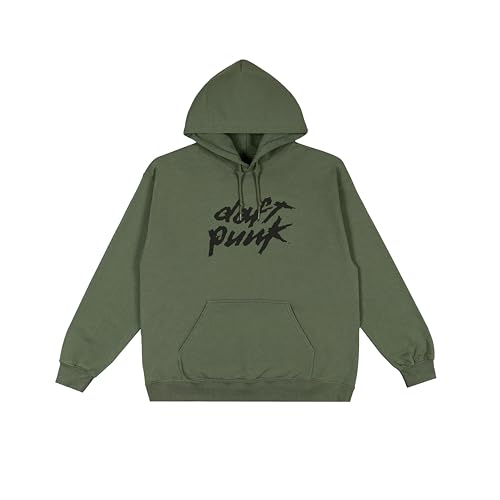 Daft Punk Unisex Offizieller Merch Classic Logo Hoodie Sweatshirt, Grün (Army Green), XX-Large von Daft Punk