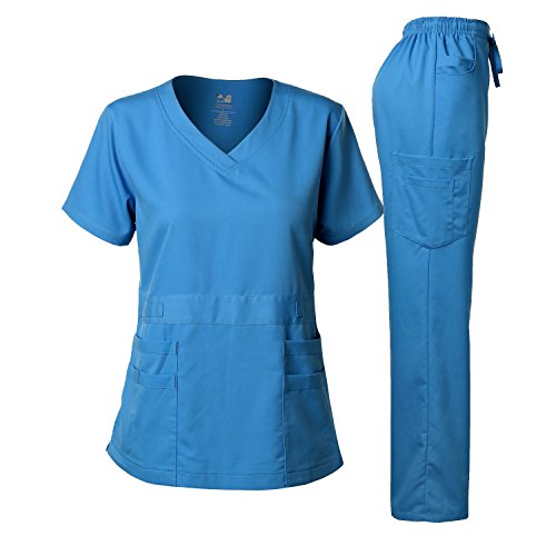 Dagacci Medical Uniform Natural Stretch Premium Damen Scrubs Set Stretch Ultra Soft Top und Hose - Blau - XX-Large Dagacci Medical Uniform Natural Stretch Premium Damen Scrubs Set Stretch Ultra Soft Top und Hose - Blau - XX-Large von Dagacci Medical Uniform