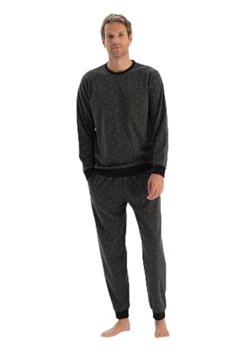 Dagi Men's Anthracite Melange Printed Silk Finishing Interlock Pajama Set, L von Dagi